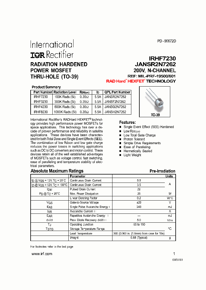 IRHF7230_299562.PDF Datasheet
