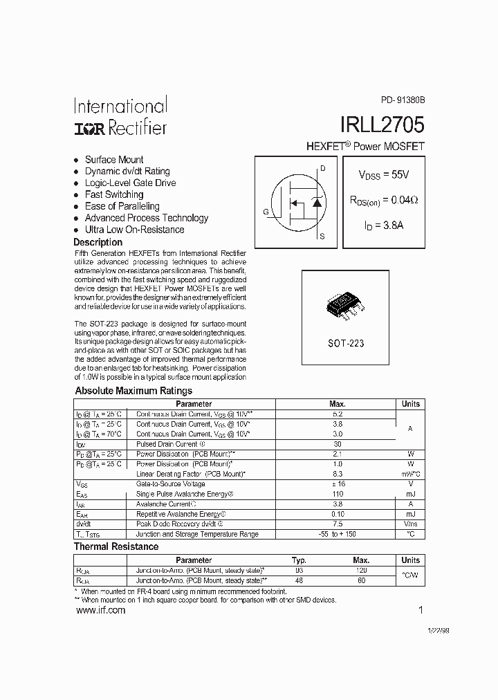 IRLL2705_282252.PDF Datasheet