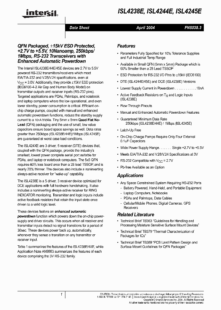 ISL4238EIRZ_293739.PDF Datasheet