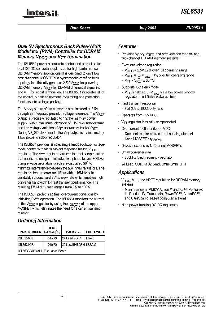 ISL6531_277207.PDF Datasheet