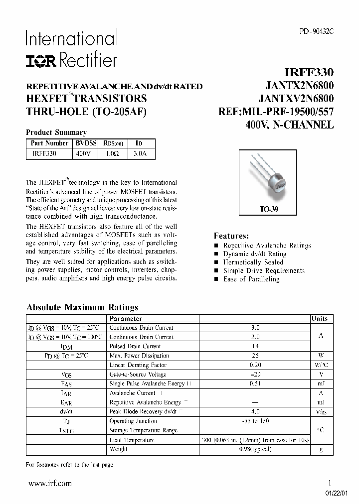 JANTXV2N6800_282409.PDF Datasheet