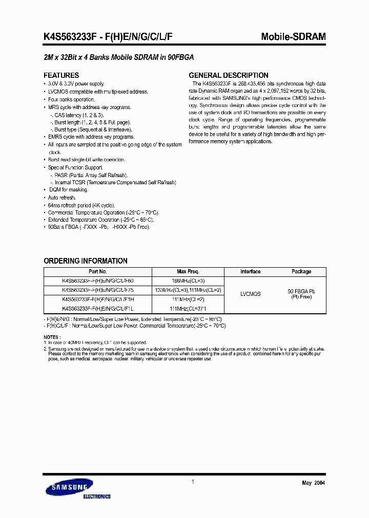 K4S563233F_294634.PDF Datasheet