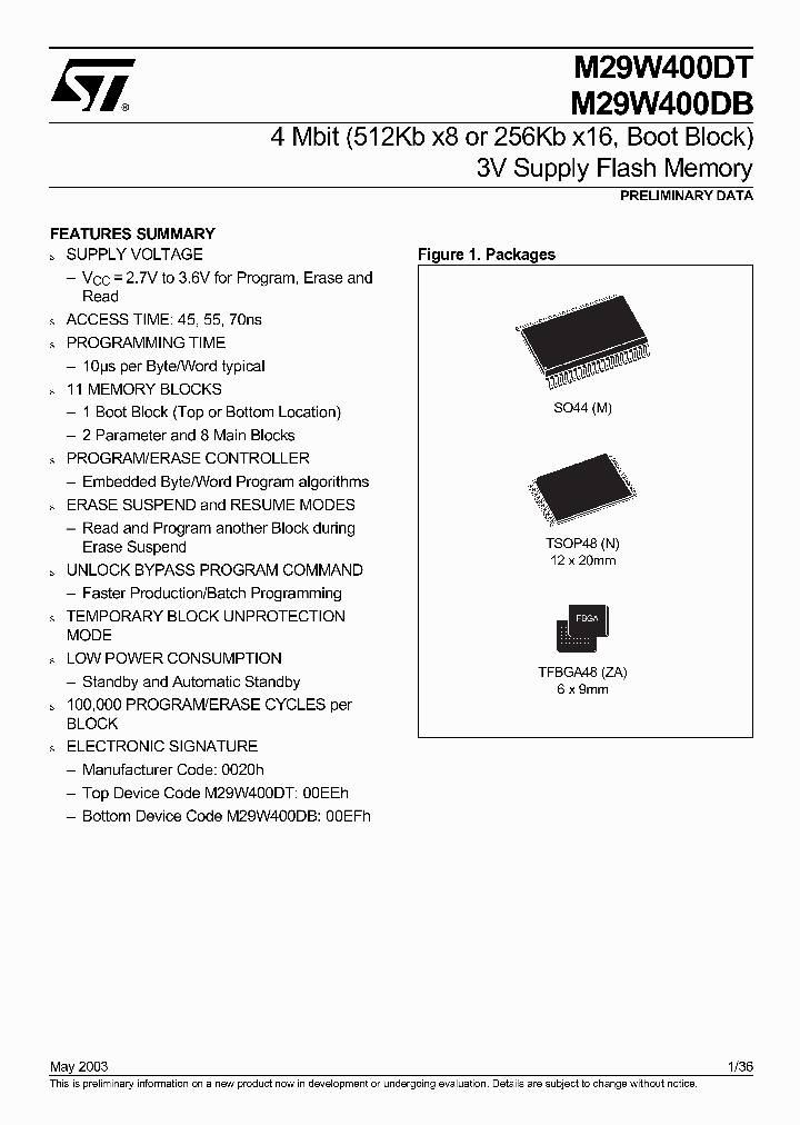 M29W400DB_271579.PDF Datasheet