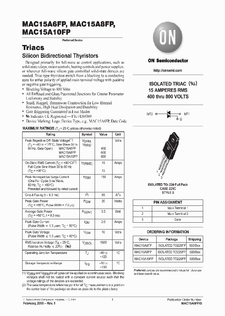 MAC15A10FP_239221.PDF Datasheet