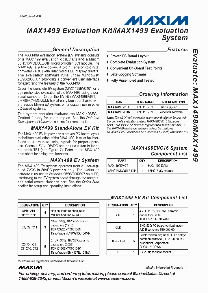 MAX1499EVKIT_267608.PDF Datasheet