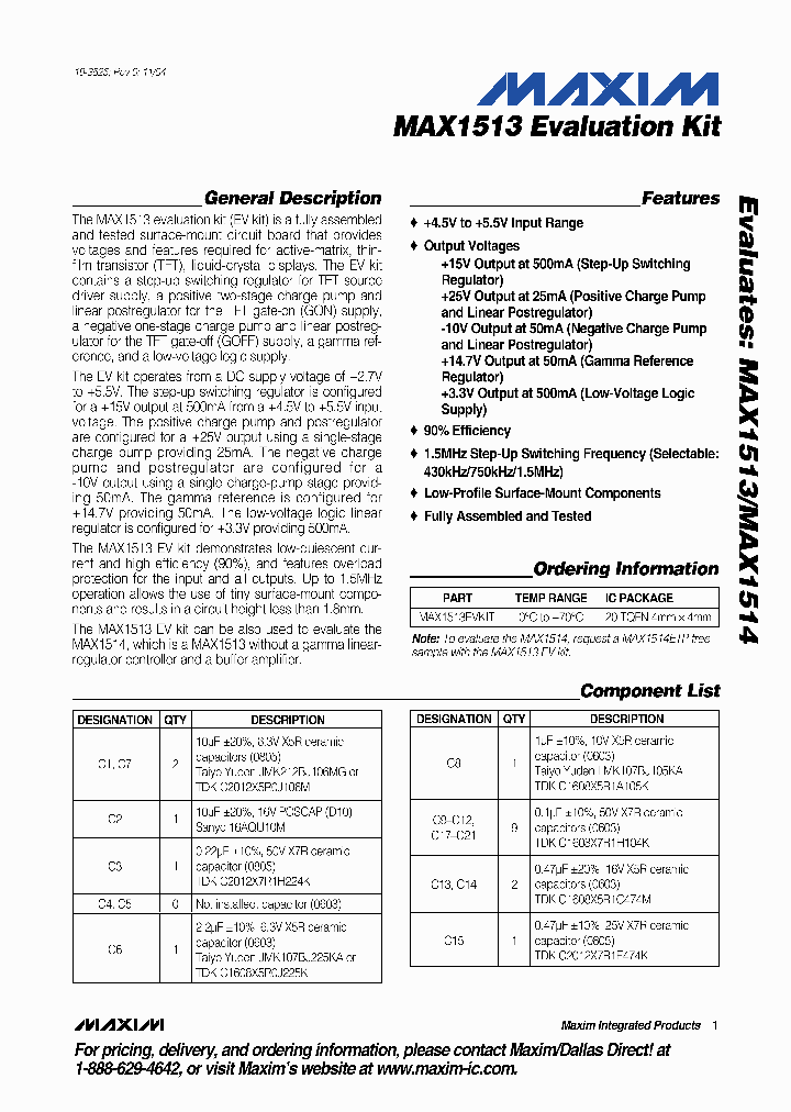 MAX1513EVKIT_293587.PDF Datasheet