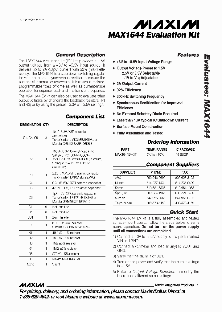 MAX1644EVKIT_228966.PDF Datasheet