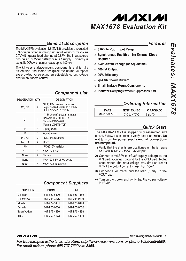 MAX1678EVKIT_275526.PDF Datasheet