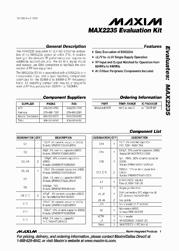 MAX2235EVKIT_298967.PDF Datasheet