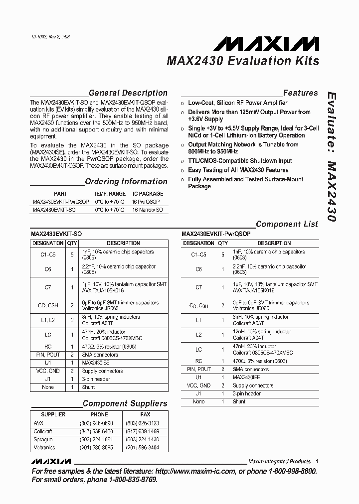 MAX2430EVKIT_295187.PDF Datasheet
