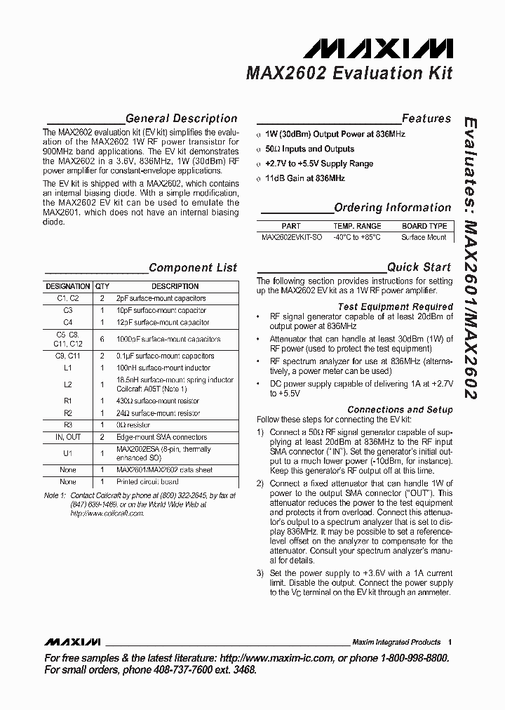 MAX2602EVKIT_299109.PDF Datasheet