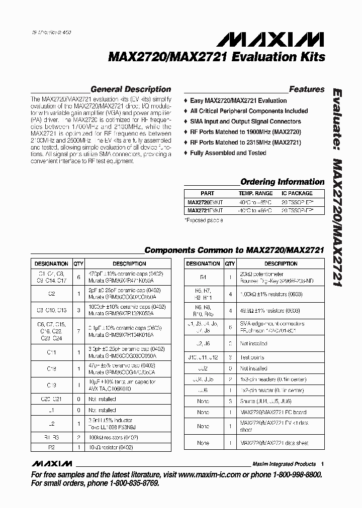 MAX2721EVKIT_287145.PDF Datasheet