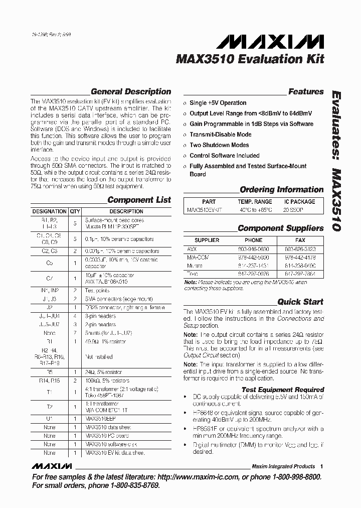 MAX3510EVKIT_292287.PDF Datasheet