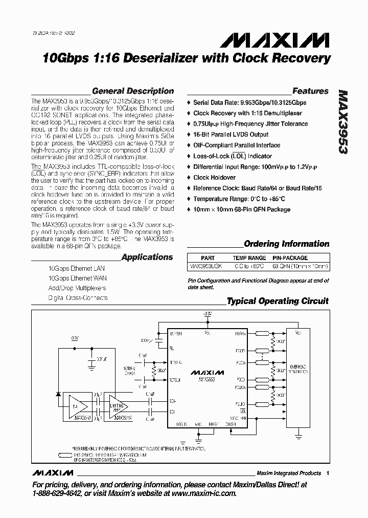 MAX3953_276211.PDF Datasheet