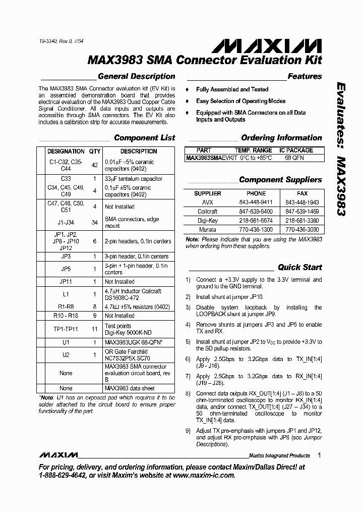 MAX3983SMAEVKIT_283437.PDF Datasheet
