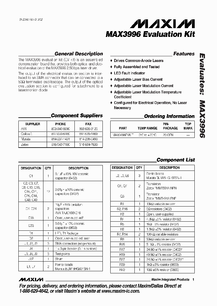 MAX3996EVKIT_283969.PDF Datasheet