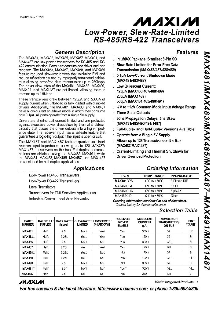 MAX487CPA_9170.PDF Datasheet