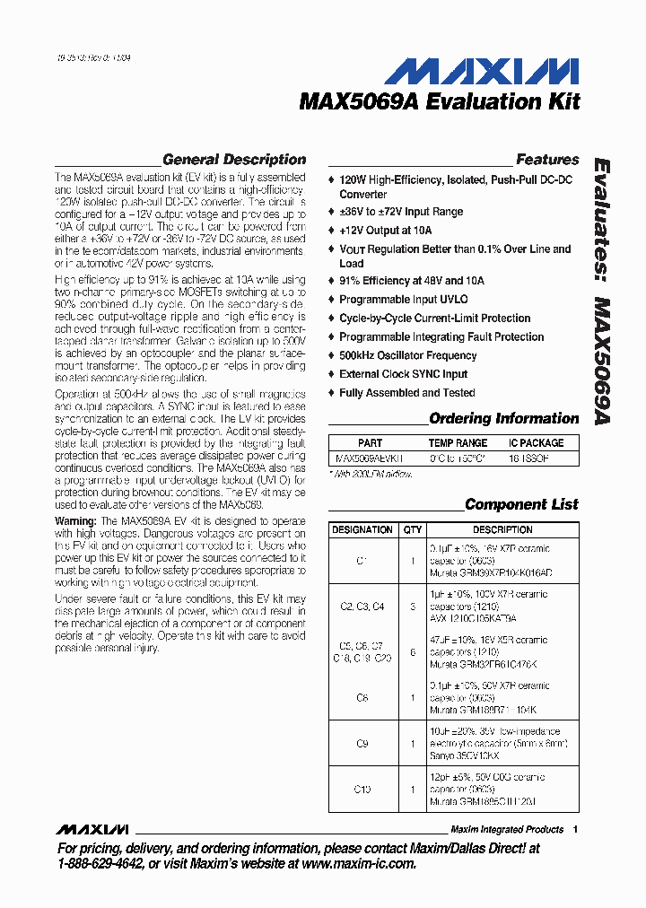 MAX5069AEVKIT_220180.PDF Datasheet