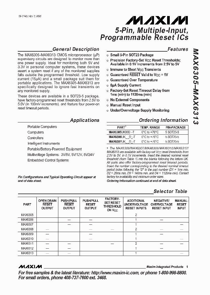 MAX6310_30114.PDF Datasheet