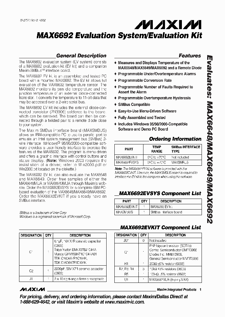 MAX6692EVSYS_288273.PDF Datasheet