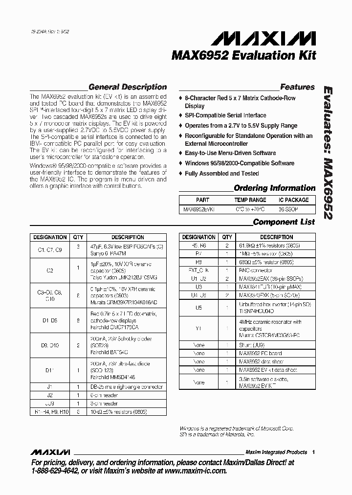 MAX6952EVKIT_305187.PDF Datasheet