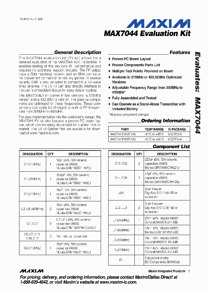 MAX7044EVKIT_283568.PDF Datasheet