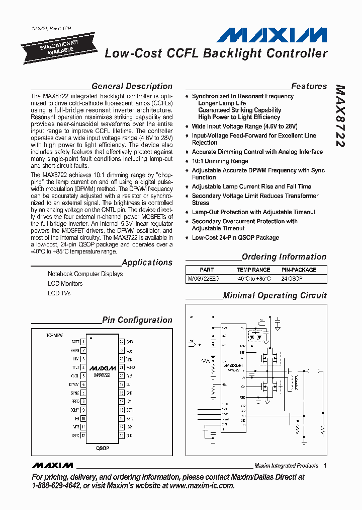 MAX8722_274580.PDF Datasheet