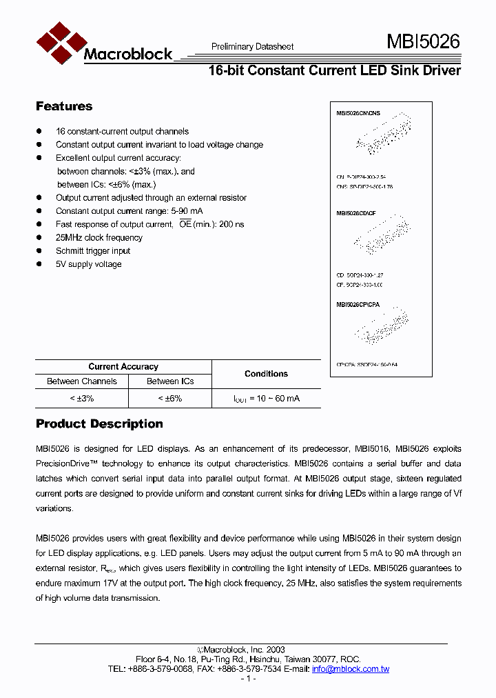 MBI5026CP_237660.PDF Datasheet