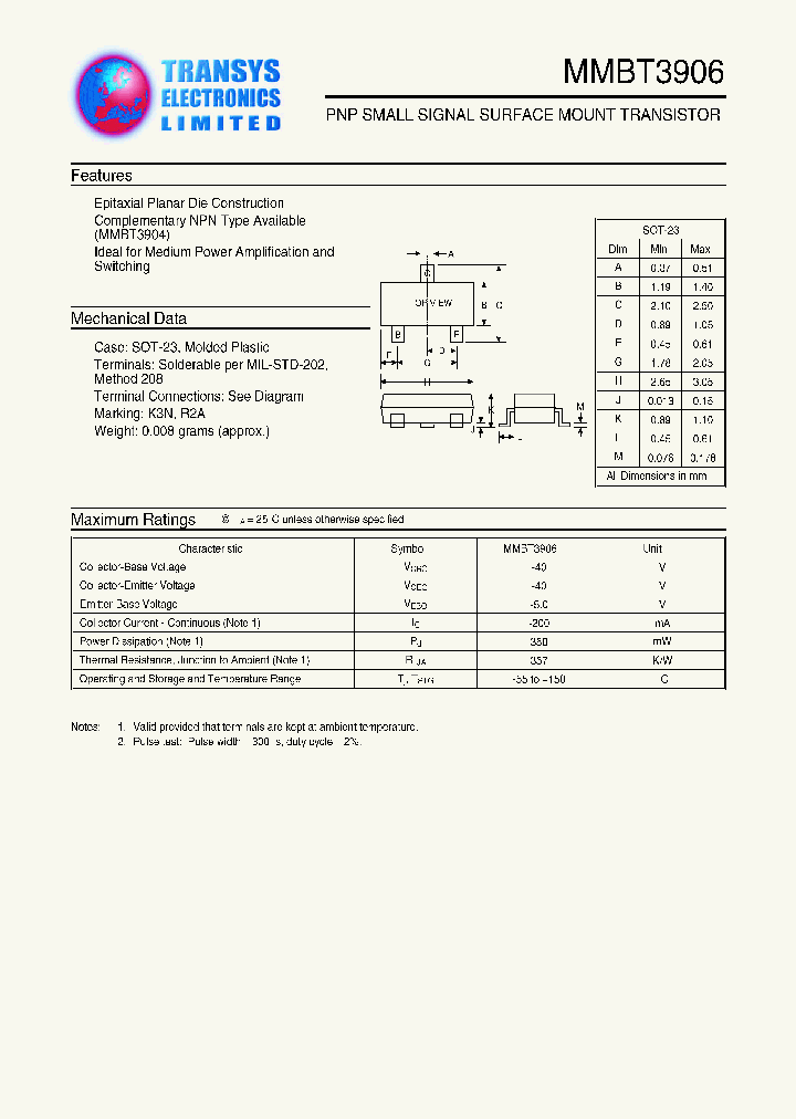 MMBT3906_273339.PDF Datasheet