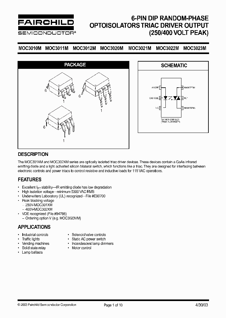 MOC3010M_88676.PDF Datasheet
