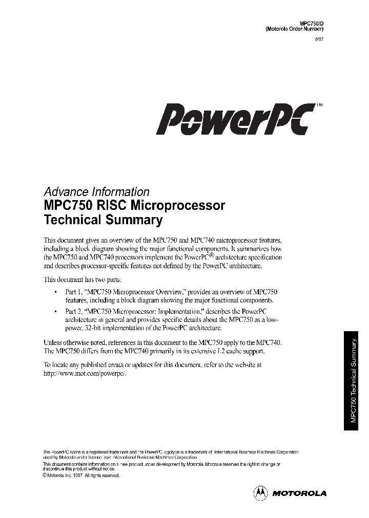 MPC750D_260082.PDF Datasheet
