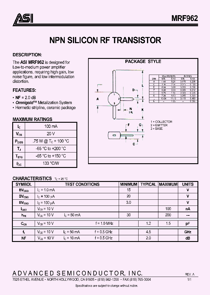 MRF962_242161.PDF Datasheet