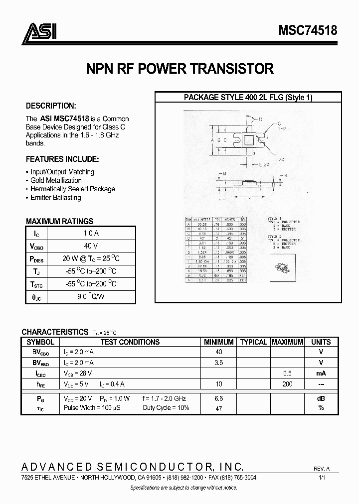 MSC74518_283847.PDF Datasheet