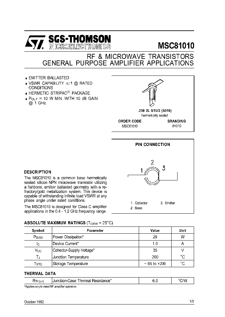 MSC81010_298248.PDF Datasheet