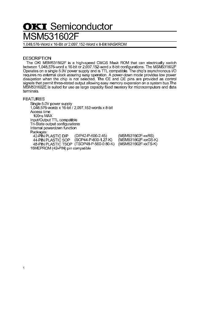 MSM531602F_284817.PDF Datasheet