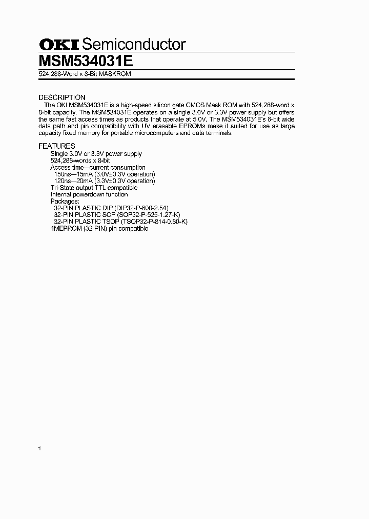 MSM534031E_256393.PDF Datasheet
