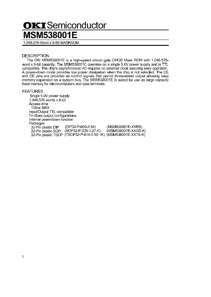 MSM538001E_264990.PDF Datasheet