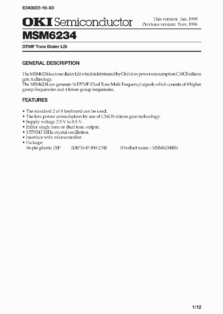 MSM6234_243380.PDF Datasheet
