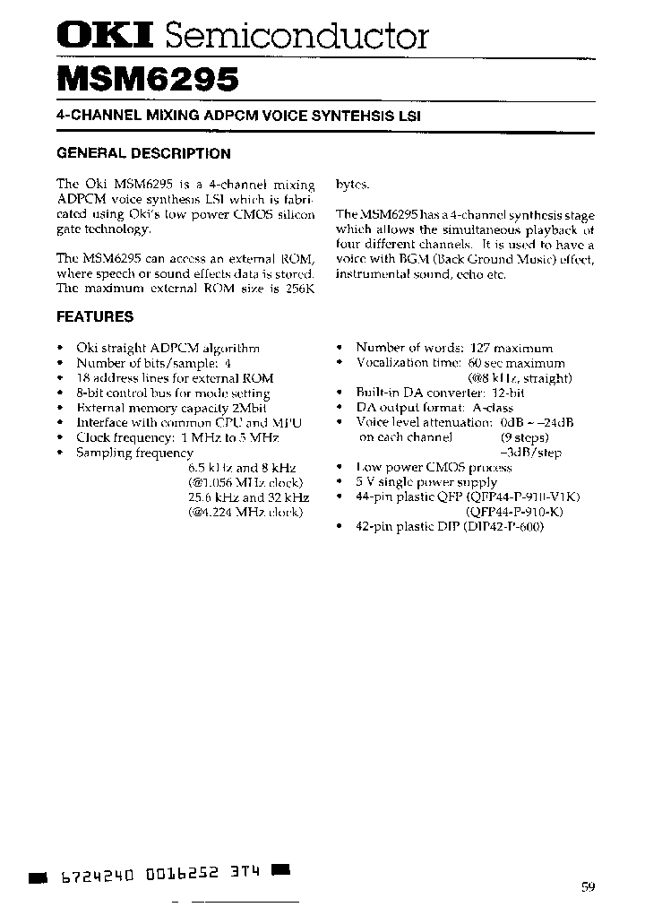 MSM6295_215194.PDF Datasheet