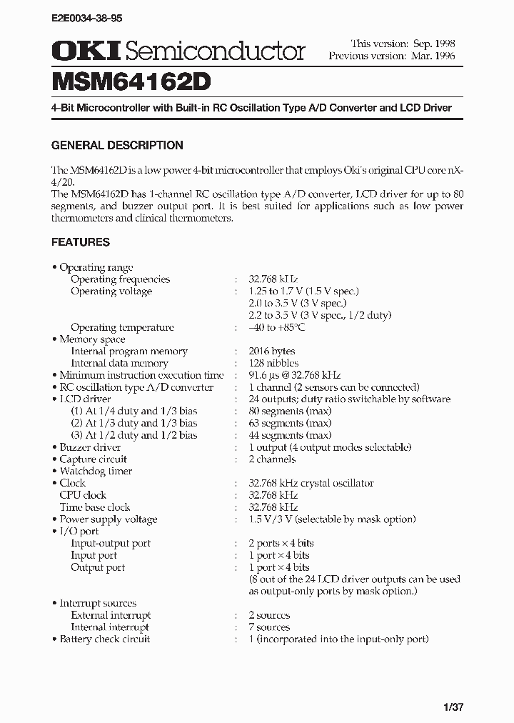 MSM64162D_293100.PDF Datasheet