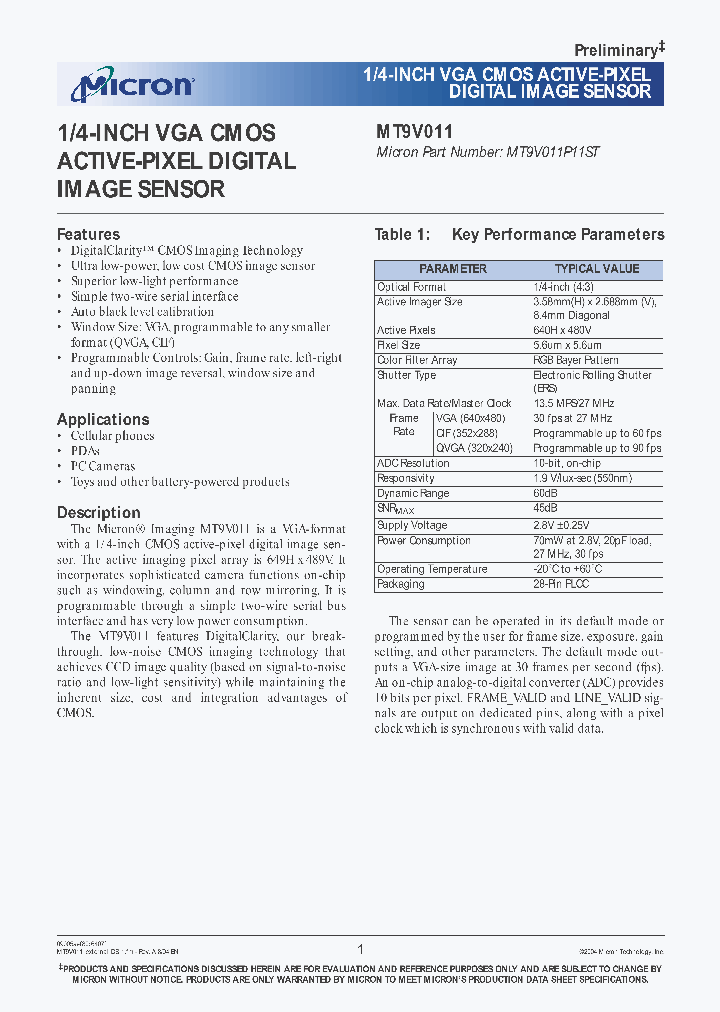 MT9V011_250519.PDF Datasheet