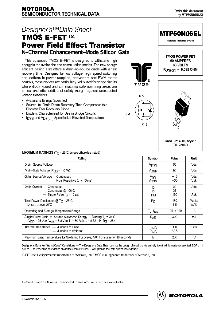 MTP50N06ELD_287100.PDF Datasheet