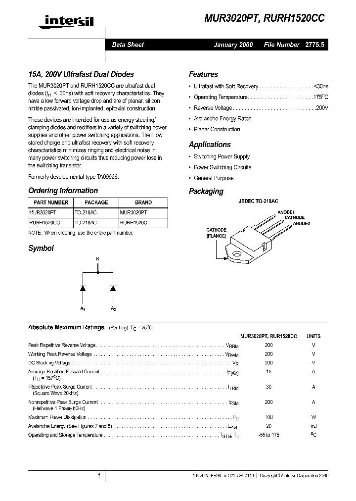 MUR3020PT_289594.PDF Datasheet