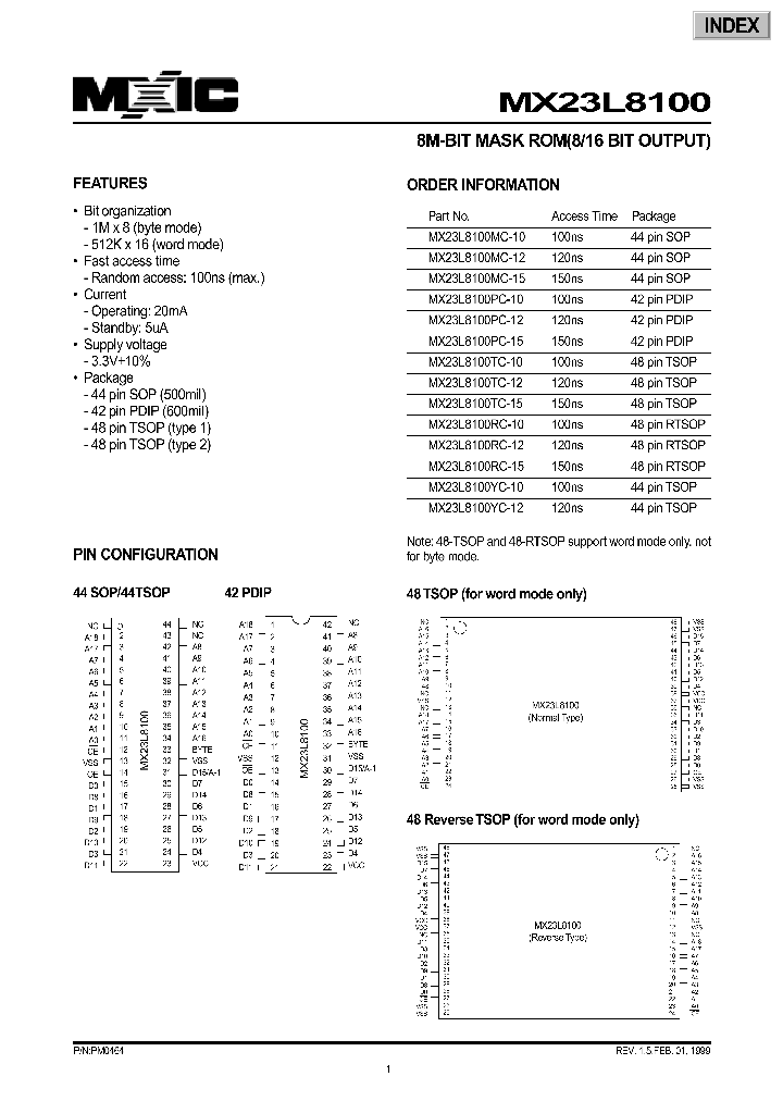 MX23L8100_299533.PDF Datasheet