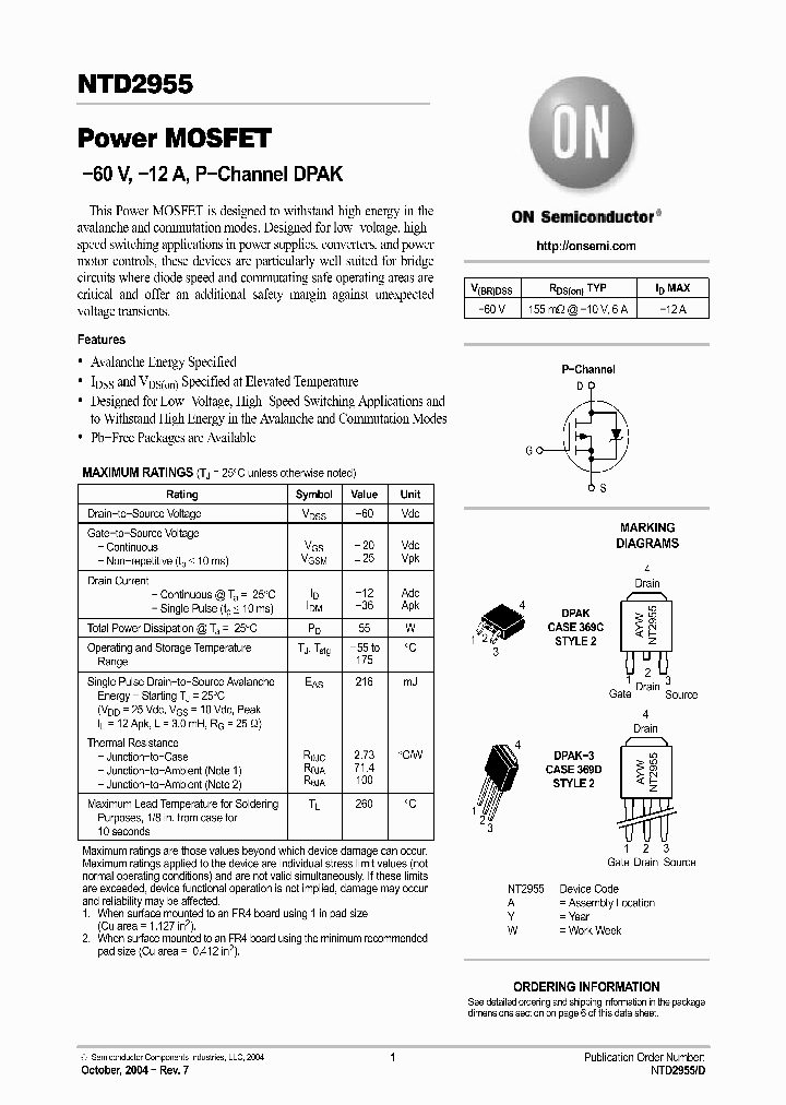 NTD2955_255255.PDF Datasheet