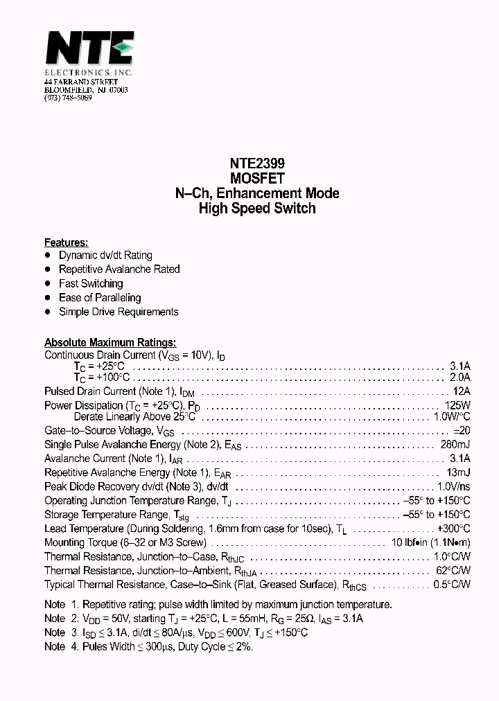 NTE2399_265152.PDF Datasheet