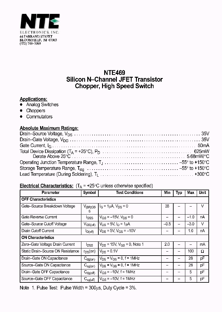 NTE469_249637.PDF Datasheet