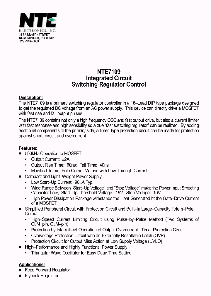 NTE7109_301812.PDF Datasheet