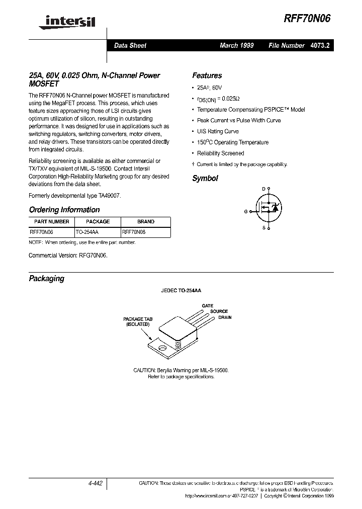 RFF70N06_291766.PDF Datasheet