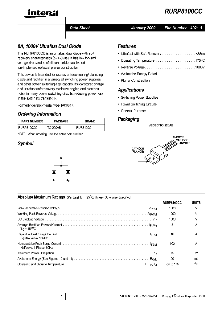 RURP8100CC_299524.PDF Datasheet